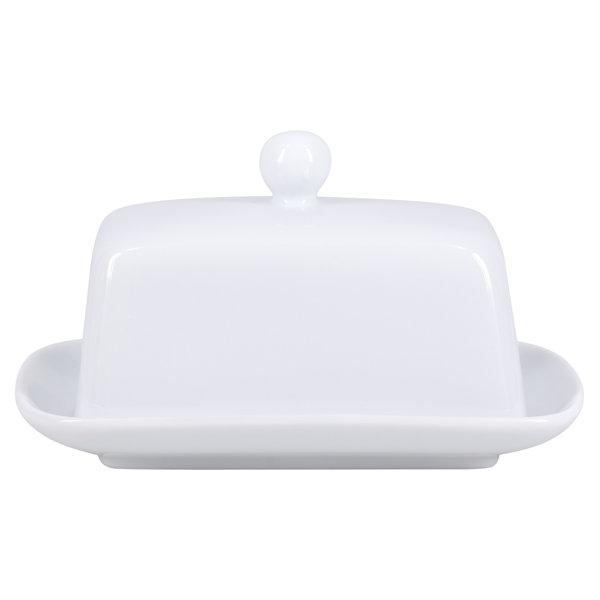 BIA Cordon Bleu Porcelain HalfStick Covered Butter Dish with Knob Lid